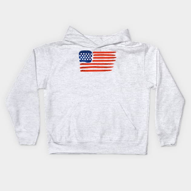 4th of July Brushed American Flag For Patriots Kids Hoodie by parazitgoodz